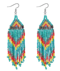 Bohemian Beads Long Native Earrings