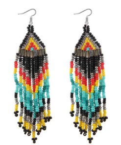 Bohemian Beads Long Native Earrings