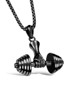 Power Dumbbell Barbell Pendant Necklace