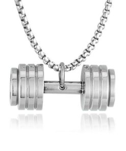 Power Dumbbell Barbell Pendant Necklace