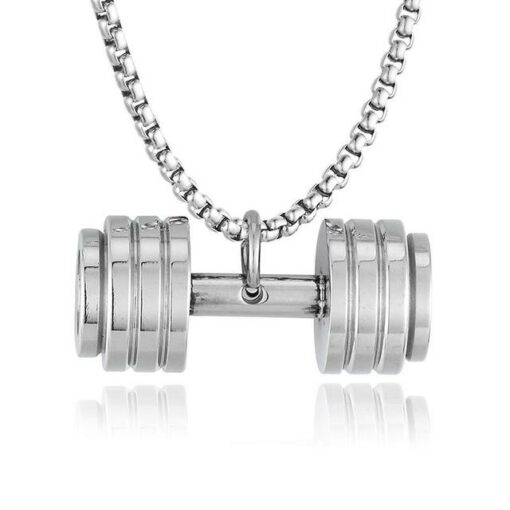 Power Dumbbell Barbell Pendant Necklace