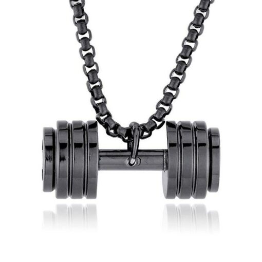 Power Dumbbell Barbell Pendant Necklace