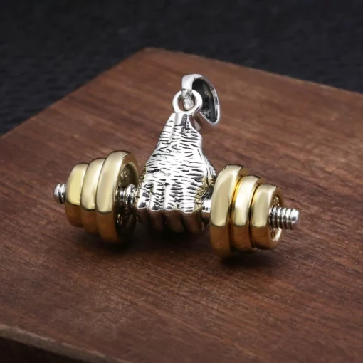 Power Dumbbell Barbell Pendant Necklace