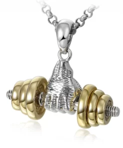 Power Dumbbell Barbell Pendant Necklace