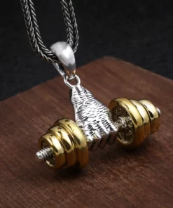 Power Dumbbell Barbell Pendant Necklace