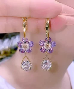 Fashion Flower Crystal Earrings