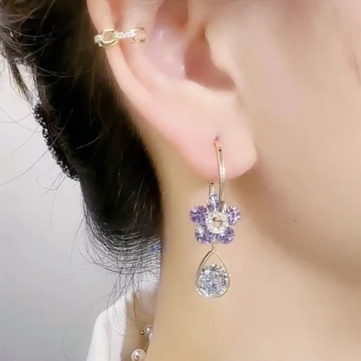 Fashion Flower Crystal Earrings