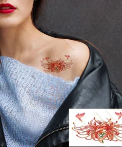 Fake Flower Red Spider Lily Tattoo