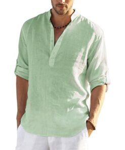 Men's Linen Simple Design Long Sleeve Shirt