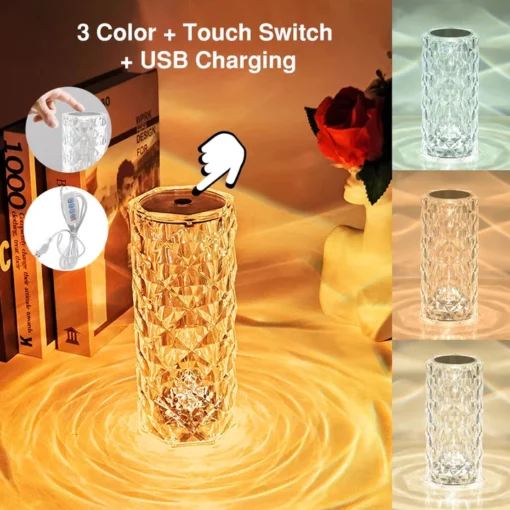 Touching Control Rose Acrylic Lamp