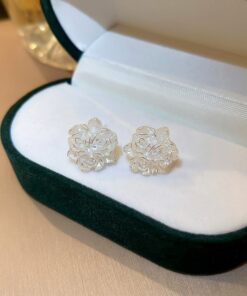 White Flower Peony Earrings For Women