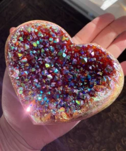 Heart Shaped Rainbow Crystal Cluster