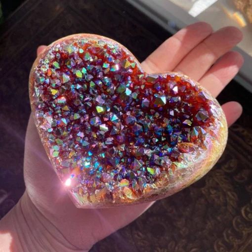 Heart Shaped Rainbow Crystal Cluster