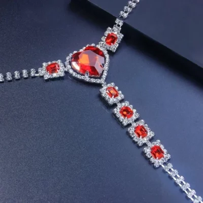 Luxury Big Red Heart Rhinestone Body Jewelry