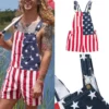 American Flag Overalls Shorts