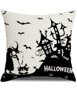 Halloween Pumpkin and Witch Printed Pillow Cases