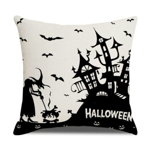 Halloween Pumpkin and Witch Printed Pillow Cases