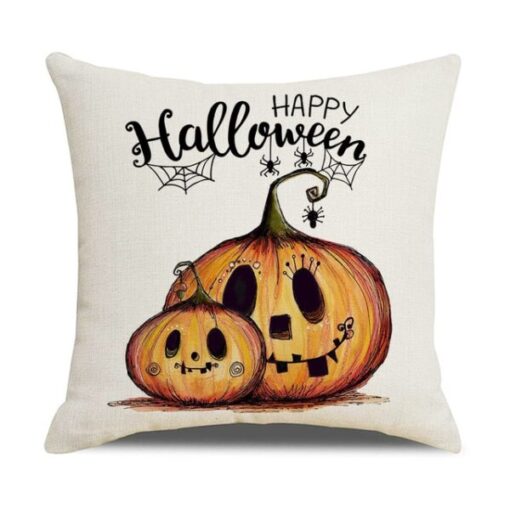 Halloween Pumpkin and Witch Printed Pillow Cases