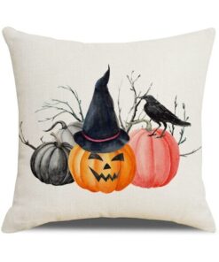 Halloween Pumpkin and Witch Printed Pillow Cases