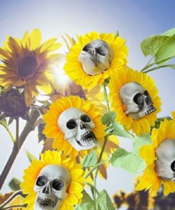 Halloween Scary Sunflower Skull