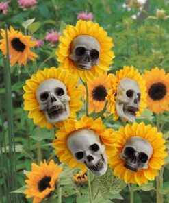 Halloween Scary Sunflower Skull