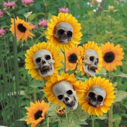 Halloween Scary Sunflower Skull