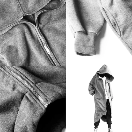 Unisex Long Sleeve Hooded Long Coat