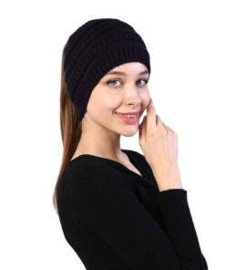 Knitted Woolen Ponytail Hat