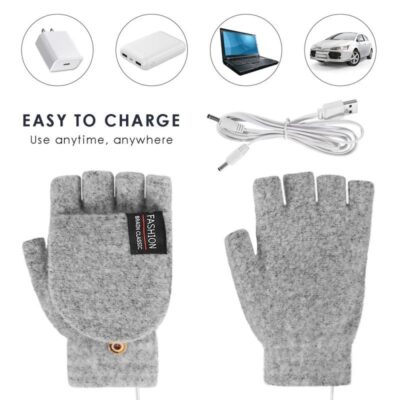 USB Powered Fingerless Heated Gloves