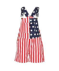 American Flag Overalls Shorts