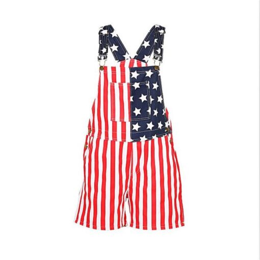 American Flag Overalls Shorts