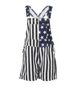 American Flag Overalls Shorts