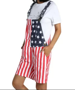 American Flag Overalls Shorts