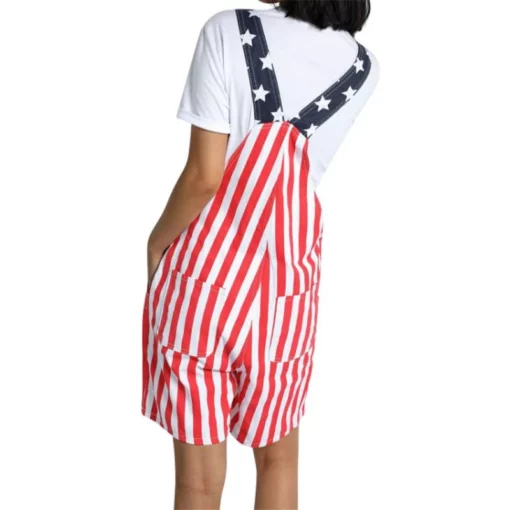 American Flag Overalls Shorts