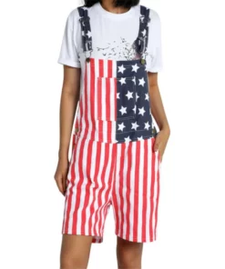 American Flag Overalls Shorts