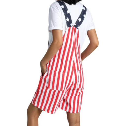 American Flag Overalls Shorts