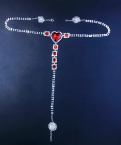 Luxury Big Red Heart Rhinestone Body Jewelry