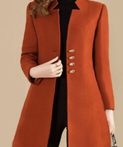 Solid Four Buttons Stand Collar Coat