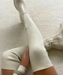 Thigh High Stretch Knit Boots