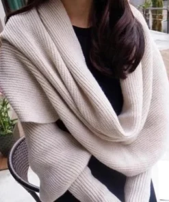 Trendy Knitted Sweater Scarf With Sleeves