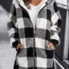 Women Oversized Hoodie Plaid Loose Overcoat