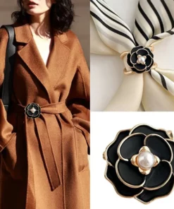 Women's Elegant Pearl Floral Scarf Ring Clip