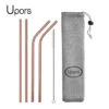 Reusable Drinking Straw 304 Stainless Steel Straws Straight Bent Metal Straw with Cleaner Brush Pouch Wholesale