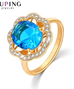 Xuping Jewelry Fashion Simple Multicolor Stone Promotion Gold Plated Charm Ring for Women Girl Rings 13147