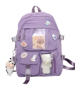 Popular Pink Purple Color Girls High School Student Backpack Bags