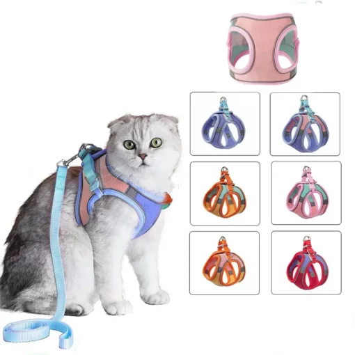 Cat Leash and Collar Set Escape Proof Puppy Rabbit Kitten Vest Harness with Bell Pet Harness with Reflective Strap