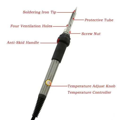 60W Adjustable Temperature Welding Solder Rework Station Heat Pen Tips Electric Soldering Iron for Repairing by BeBosLook