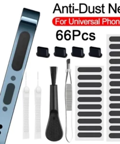 66PCS Mobile Phone Speaker Charging Port Cleaning Set Dust Plug for iPhone 15 14 13 Samsung Xiaomi Earphones Cleaner Kit Brush