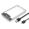 3.0/2.0 HDD Enclosure 2.5inch SATA SSD Hard Drive Case with 5Gbps Transfer Speed and Transparent Design Mobile External Housing