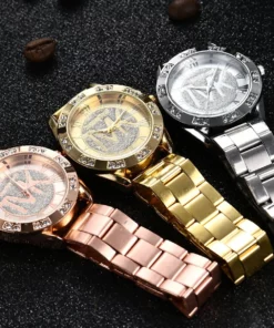 Women Crystal Diamond Watches Luxury Brand Gold WristWatch Stainless Steel Women's Watch Clock Leisure Reloj Mujer TVK